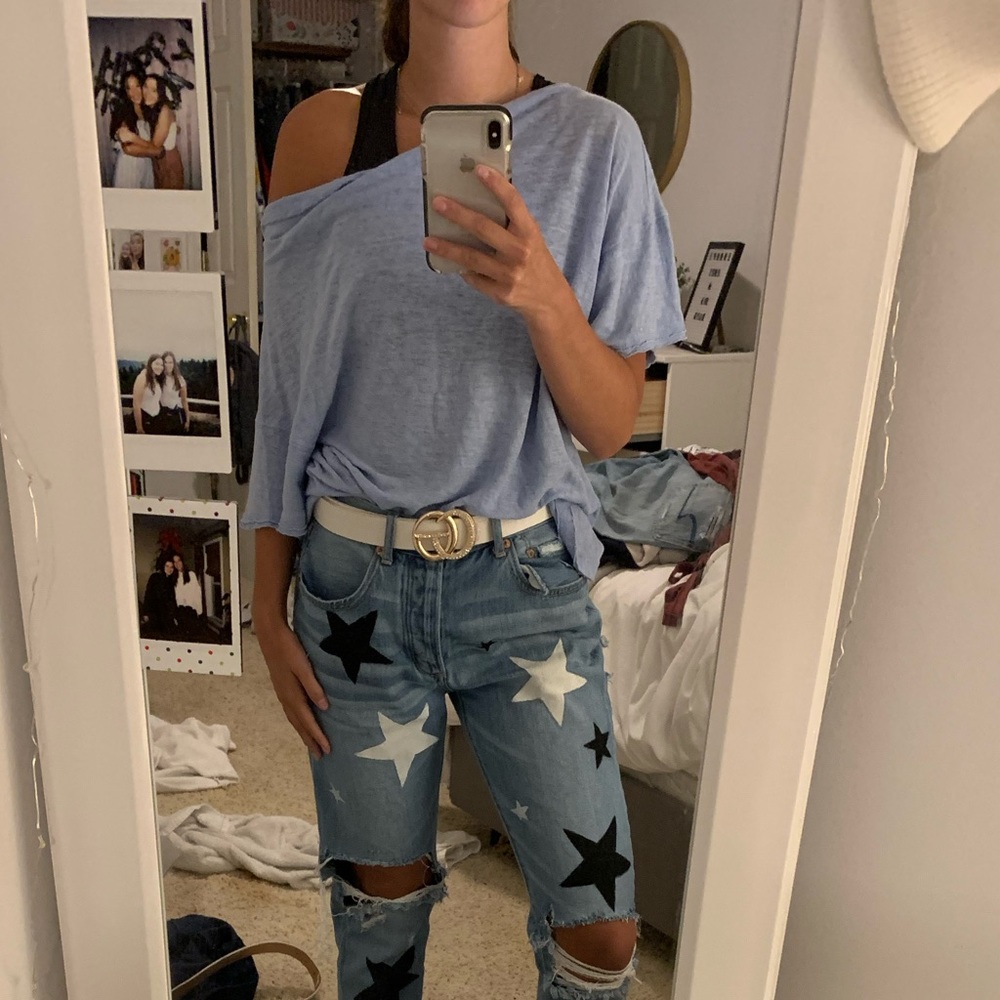 Free People blue off the shoulder top size M